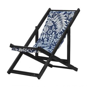 Espreguiçadeira Preguiçosa Dobrável Black Sb-folhas Brancas
