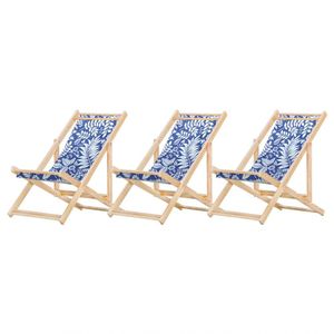 Kit 3 Cadeira Espreguiçadeira Dobrável S-b-folhas Brancas