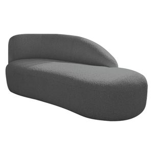 Divã Recamier Curvo Luna 140cm Lado Direito Linho - Adj Decor Cor Cinza Escuro