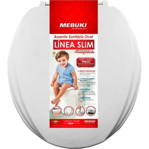 Assento Sanitário Almofadado Slim Oval Convencional Branco Línea Slim Mebuki