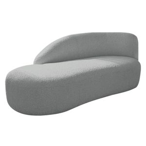 Divã Recamier Curvo Luna 185cm Lado Esquerdo Bouclé - Doce Sonho Móveis Cor Cinza