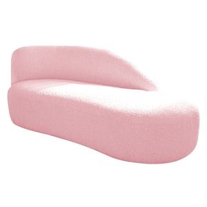 Divã Recamier Curvo Luna 185cm Lado Direito Suede - Doce Sonho Móveis Cor Rosa Bebê