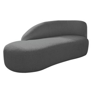 Divã Recamier Curvo Luna 185cm Lado Esquerdo Linho - Doce Sonho Móveis Cor Cinza Escuro