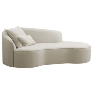 Divã Recamier Curvo Sala De Estar Recepção Inglaterra 180cm Lado Direito Bouclé - Doce Sonho Móveis Cor Bege