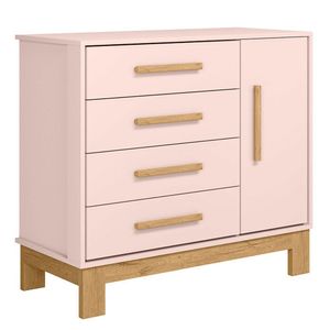 Cômoda Sapateira Infantil 1 Porta 4 Gavetas Q Encanto Slim Rosa