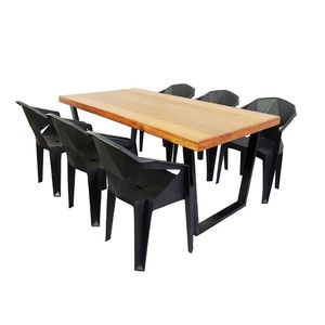 Jogo Mesa Industrial Diamond 1,50m E 6 Cadeiras área Gourmet