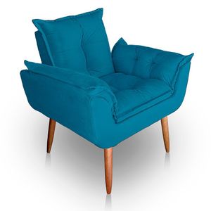 Poltrona Para Sala E Quarto Decorativa Opala Suede Cor Azul Turquesa
