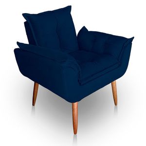 Poltrona Para Sala E Quarto Decorativa Opala Suede Cor Azul Marinho