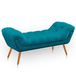 Recamier Estofada Casal King Size Ayla Veludo Cor Azul Claro