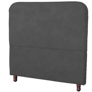 Cabeceira Casal Estofada Para Cama Box Lizza Veludo Cinza Escuro