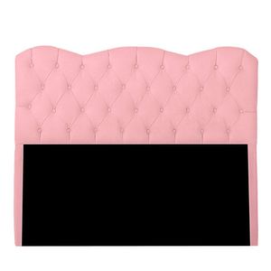 Cabeceira Casal Queen Estofada Para Cama Box Verona Veludo Cor Rosa Bebe