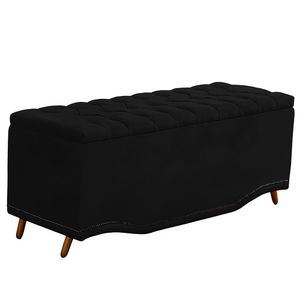 Calçadeira Baú King Size Estofada Maitê Veludo Preto