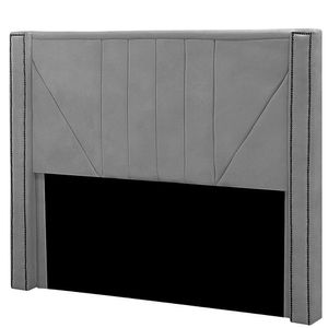 Cabeceira Casal Queen Estofada Para Cama Box Toronto Veludo Cinza