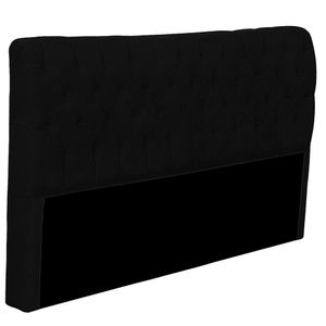 Cabeceira Casal Estofada Para Cama Box Glass Veludo Preto