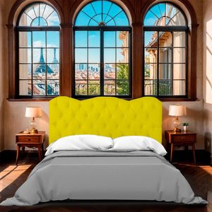 Cabeceira Casal Queen Estofada Para Cama Box Verona Veludo Cor Amarelo