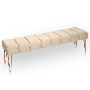 Recamier Estofada Casal Queen Luxo Veludo Bege