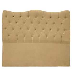 Cabeceira Casal Queen Para Cama Box Estofada Dunas Veludo Bege