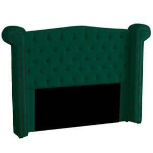 Cabeceira Casal Queen Size Estofada Para Cama Box Ayla Veludo Cor Verde Esmeralda