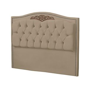 Cabeceira Casal Estofada Para Cama Box Maitê Veludo Bege Escuro
