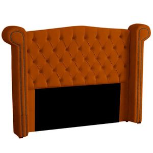 Cabeceira Casal Estofada Para Cama Box Ayla Veludo Cor Terracota