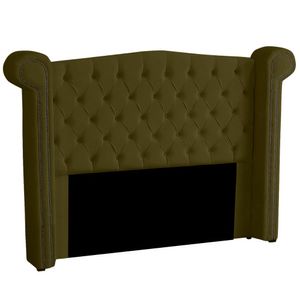 Cabeceira Casal Estofada Para Cama Box Ayla Veludo Cor Chocolate
