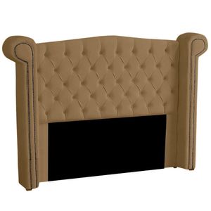 Cabeceira Casal Estofada Para Cama Box Ayla Veludo Cor Capuccino