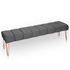 Recamier Estofada Casal Luxo Veludo Cinza Escuro
