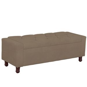 Calçadeira Baú Casal King Size Estofada Valencia Veludo Cor Capuccino