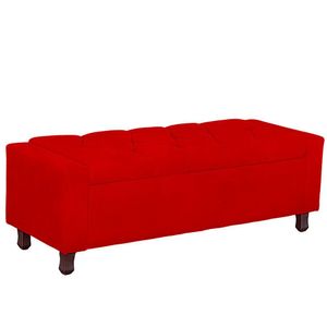 Calçadeira Baú Casal Queen Estofada Valencia Veludo Cor Vermelho