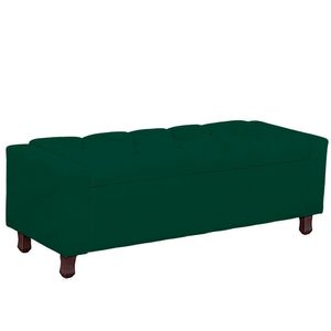 Calçadeira Baú Casal Queen Estofada Valencia Veludo Cor Verde Esmeralda