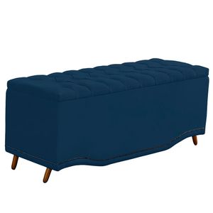 Calçadeira Baú Queen Estofada Maitê Veludo Cor Azul Marinho