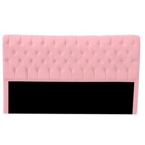 Cabeceira Casal Estofada Para Cama Box Glass Veludo Cor Rosa Bebe