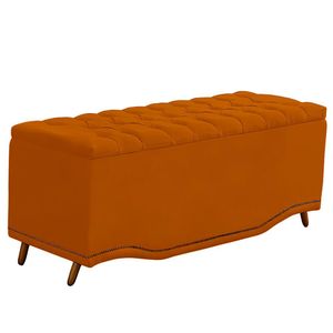 Calçadeira Baú Casal Estofada Maitê Veludo Cor Terracota