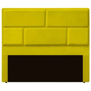 Cabeceira Casal King Size Estofada Para Cama Box Jade Veludo Cor Amarelo