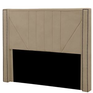 Cabeceira Casal Queen Estofada Para Cama Box Toronto Veludo Cor Bege Médio