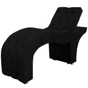 Maca Estofada Capitone Reclinável Julia Para Estetica Facial Sombrancelha E Cílios Suede Cor Preto