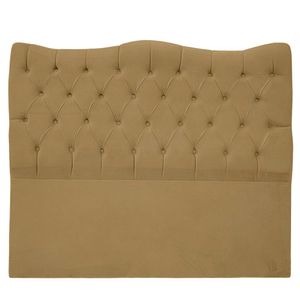 Cabeceira Casal Para Cama Box Estofada Dunas Veludo Cor Bege Médio