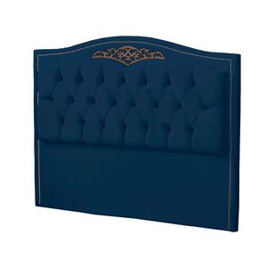 Cabeceira Casal Queen Size Estofada Para Cama Box Maitê Veludo Cor Azul Marinho