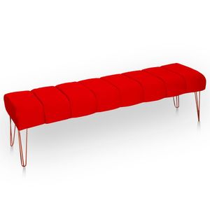 Recamier Estofada Casal King Size Luxo Veludo Cor Vermelho