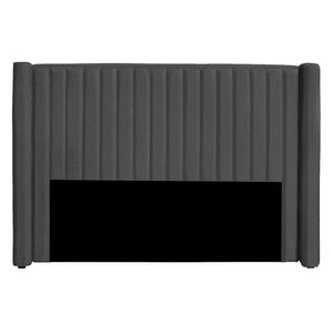 Cabeceira Casal Queen Size Estofada Para Cama Box Alicia Veludo Cinza Escuro