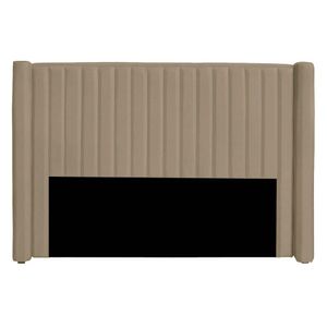 Cabeceira Casal Queen Size Estofada Para Cama Box Alicia Veludo Bege Escuro