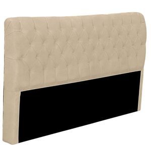 Cabeceira Casal Estofada Para Cama Box Glass Veludo Bege