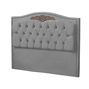 Cabeceira Casal King Size Estofada Para Cama Box Maitê Veludo Cinza