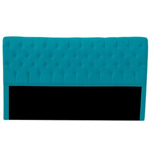 Cabeceira Casal Queen Estofada Para Cama Box Glass Veludo Cor Azul Claro
