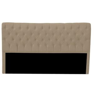 Cabeceira Casal Queen Estofada Para Cama Box Glass Veludo Cor Bege Médio