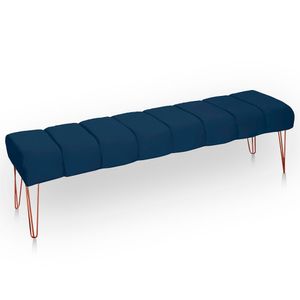 Recamier Estofada Casal King Size Luxo Veludo Cor Azul Marinho