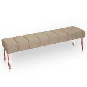 Recamier Estofada Casal King Size Luxo Veludo Cor Bege Médio