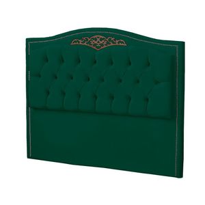 Cabeceira Casal Estofada Para Cama Box Maitê Veludo Cor Verde Esmeralda