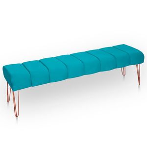 Recamier Estofada Casal Queen Luxo Veludo Cor Azul Claro