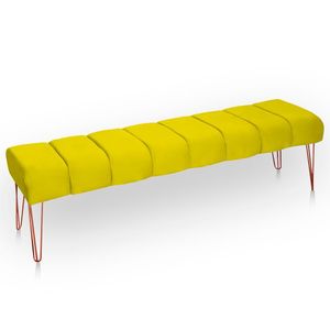 Recamier Estofada Casal Queen Luxo Veludo Cor Amarelo